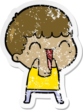 Bir insan tarafından çizilmiş mutlu bir adamın sıkıntılı çıkartması.