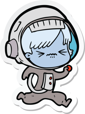 Bir insan tarafından çizilen kızgın bir uzay kızının çıkartması.