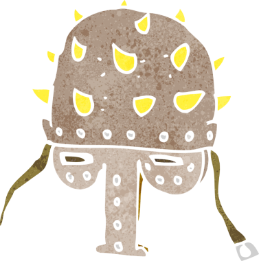 Bir insan tarafından çizilmiş çivili miğfer.