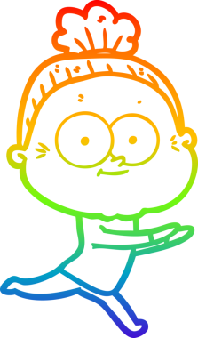 Gökkuşağı gradyan çizgi çizimi Bir insan tarafından çizilmiş mutlu yaşlı kadın