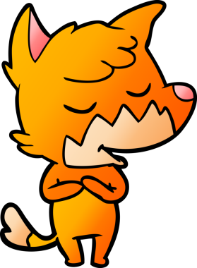 Bir insan tarafından çizilmiş dost canlısı çizgi film tilkisi