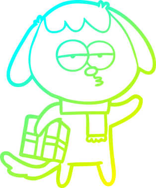 Bir insan tarafından çizilmiş ve canı sıkılan bir köpeğin soğuk gradyan çizimi.