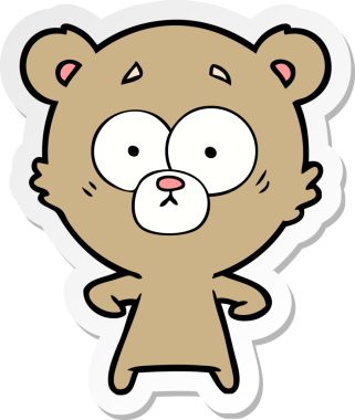 Bir insan tarafından çizilmiş karikatür ayısının sıkıntılı çıkartması.