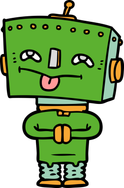 Bir insan tarafından çizilmiş çizgi film robotu