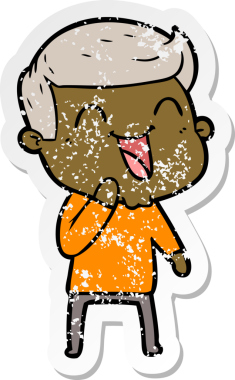 Bir insan tarafından çizilmiş gülen karikatür adamın sıkıntılı çıkartması.