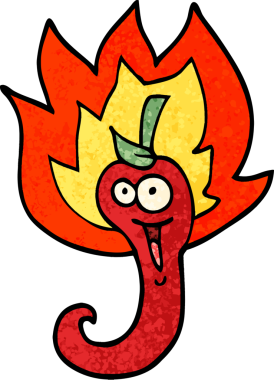 Grunge desenli çizim karikatürü kırmızı acı biber bir insan tarafından çizilmiş.