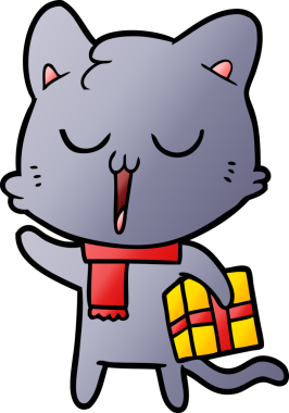 Bir insan tarafından çizilmiş yetenekli bir çizgi film kedisi.