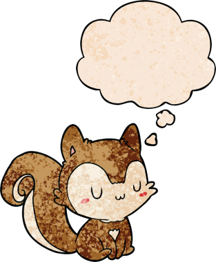 Bir insan tarafından çizilmiş grunge desenli düşünce baloncuğu olan çizgi film sincabı.