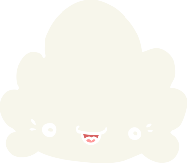 Bir insan tarafından çizilmiş düz renkli çizgi film bulutu