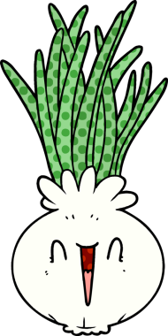 Bir insan tarafından çizilmiş karikatür soğanı.