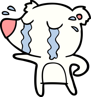 Bir insan tarafından çizilmiş üzgün küçük kutup ayısı çizgi filmi.