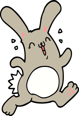 Bir insan tarafından çizilmiş çizgi film tavşanı