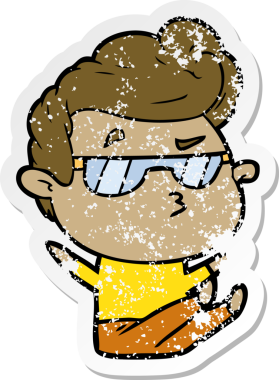 Bir insan tarafından çizilmiş havalı bir adamın sıkıntılı çıkartması.