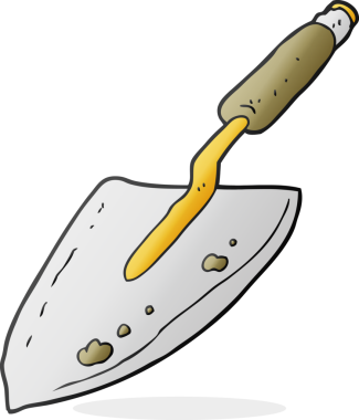 Bir insan tarafından çizilmiş karikatür bahçe malası.