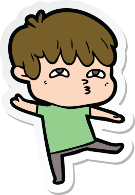 Bir insan tarafından çizilmiş garip bir adamın çıkartması.