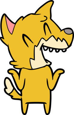 Bir insan tarafından çizilmiş gülen tilki çizgi filmi.