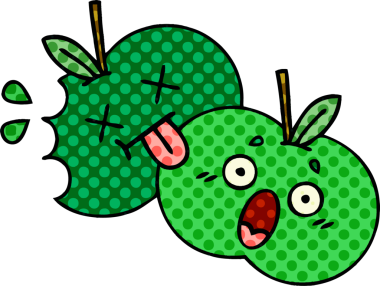 bir insan tarafından çizilmiş elmaların çizgi romanı