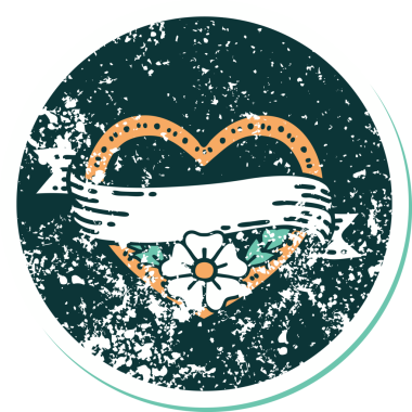 Bir insanın çizdiği çiçekli kalp ve pankartın sembolik dövmeli resmi.