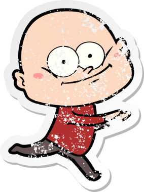 Bir insan tarafından çizilmiş kel bir adamın sıkıntılı çıkartması.