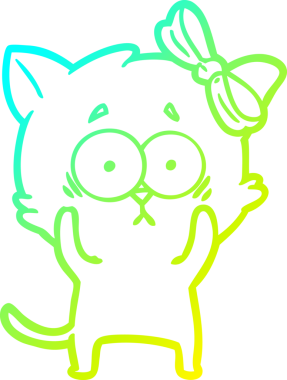 Bir insan tarafından çizilen çizgi film kedisinin soğuk gradyan çizgisi.