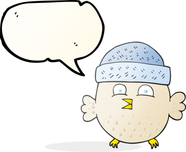 Bir insan tarafından çizilmiş el yazısıyla çizilmiş bir konuşma balonu baykuşu.