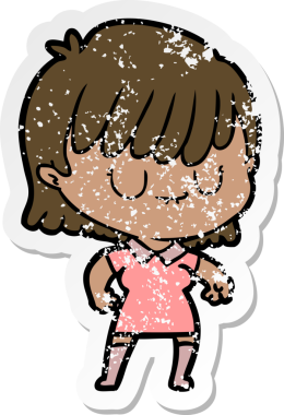 Bir insan tarafından çizilmiş karikatür bir kadının sıkıntılı çıkartması.