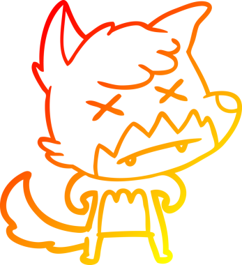 Bir insan tarafından çizilen ölü tilkinin sıcak çizgi çizimi