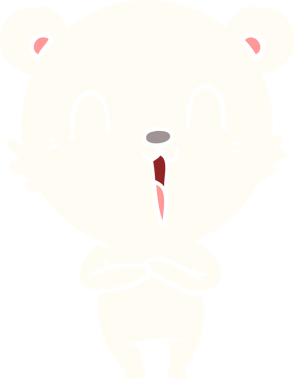 Bir insan tarafından çizilmiş mutlu düz renkli çizgi film kutup ayısı.