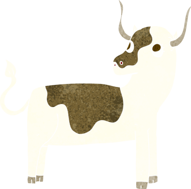 bir insan tarafından çizilmiş çizgi film ineği