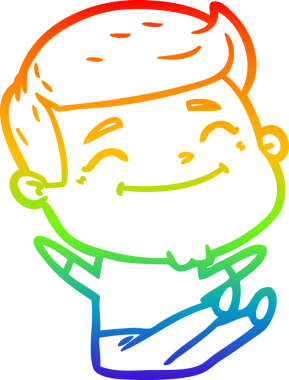 gökkuşağı gradyanı çizimi bir insan tarafından çizilmiş mutlu bir çizgi film adamı