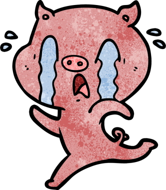 Bir insan tarafından çizilmiş ağlayan domuz çizgi filmi.