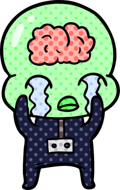 Bir insan tarafından çizilmiş koca beyinli bir uzaylı ağlaması.