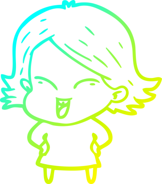 Bir insan tarafından çizilmiş mutlu çizgi film kızı çizimi.