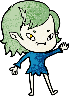 Bir insan tarafından çizilmiş çizgi film dostu vampir kız.