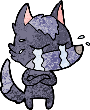 Bir insan tarafından çizilmiş ağlayan kurt çizgi filmi.