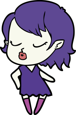 Bir insan tarafından çizilmiş şirin vampir kız çizgi filmi.