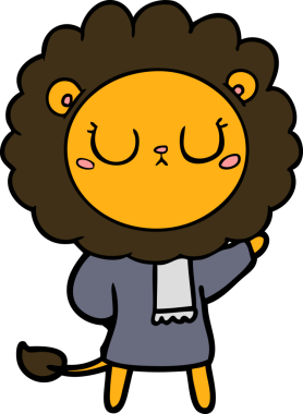 Bir insan tarafından çizilmiş çizgi film aslanı.