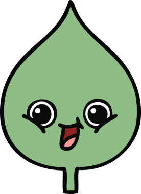 Bir insan tarafından çizilmiş dışavurumsal yaprağın sevimli karikatürü.