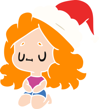 Bir insan tarafından çizilmiş Kawai kızının el çizimi Noel karikatürü.