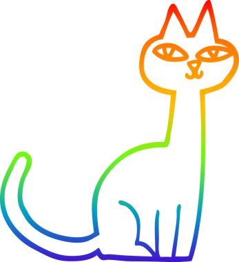 gökkuşağı gradyanı çizimi bir insan tarafından çizilmiş çizgi film kedisi