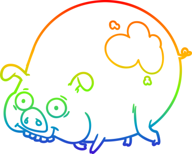 gökkuşağı gradyan çizimi bir insan tarafından çizilmiş çamurlu bir domuz çizgi