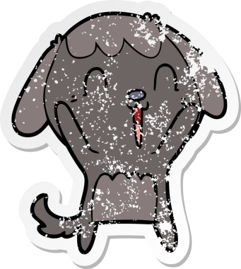 Bir insan tarafından çizilmiş ağlayan şirin bir köpeğin sıkıntılı çıkartması.