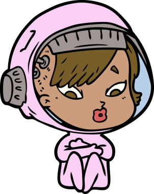 Bir insan tarafından çizilmiş astronot kadın.