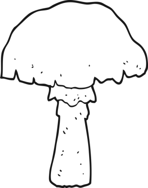 Bir insan tarafından çizilmiş siyah beyaz mantar.