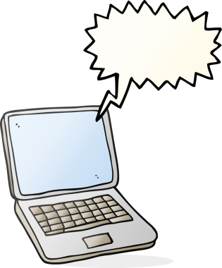 Bir insan tarafından çizilmiş serbest konuşma balonu dizüstü bilgisayarı.