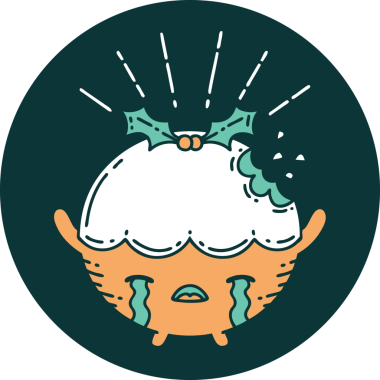 Bir insan tarafından çizilmiş dövme stili bir puding karakteri.