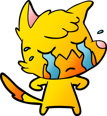 Bir insan tarafından çizilmiş üzgün küçük tilki çizgi film karakteri.