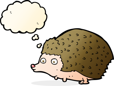 Bir insan tarafından çizilmiş düşünce baloncuklu kirpi.