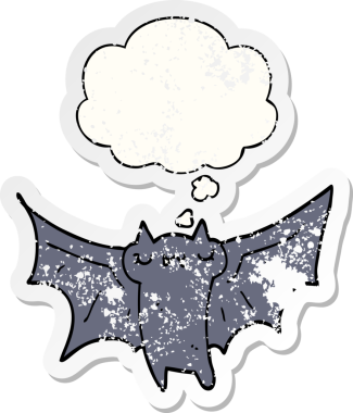 Düşünce baloncuğu olan şirin bir cadılar bayramı sopası insan tarafından çizilmiş yıpranmış bir çıkartma.