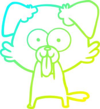 Bir insan tarafından çizilmiş dilli çizgi film köpeği çizimi.